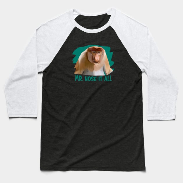 Punny Proboscis Monkey Baseball T-Shirt by Suneldesigns